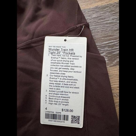 Lululemon Wunder Train With Pockets High Rise 25” Espresso Size 4 NWT - Picture 4 of 7